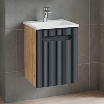 Denko Demood 45 Cm Mdf Antrasit Gri Banyo Dolabı Alt Modül Ve Seramik Lavabo Antrasit