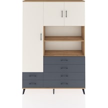 Arges Dolap 8 Raflı 6 Çekmeceli 3 Kapaklı 132x30x195 Çam-aytaşı/antrasit Aytası/antrasıt