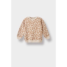 Defacto Kız Bebek Bisiklet Yaka Leopar Desenli Kazak F2602a525wnbg744 Bej