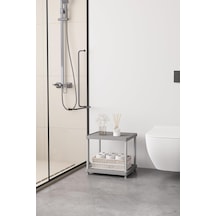 Gri 2 Katlı 33x40 Ekstra Geniş Düzenleyici Mutfak Ve Banyo Rafı Sehpa