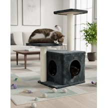Reyo Pet Çift Basamaklı Yuvalı Kedi Tırmalaması Antrasit