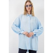 Bigdart Kadın Dokulu Oversize Tunik 5989 - Mavi
