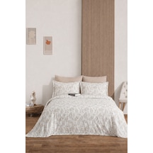 Elart Mokka Yatak Örtüsü Çift Kişilik Keten Görünümlü 3 Parça 240x230 Cm Krem