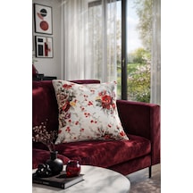 Duck Büyük Güllü Kırlent Kılıfı Bordo V1 40x40 Bordo