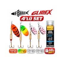 Fishack Glidex 4'lü Döner Kaşık Seti + Klima Bombası - Orange Flash 7 Gr No:3 + Gökkuşağı 7 Gr No:3 + Silver Red 5 Gr No:2 + Silver Red 7 Gr No:3