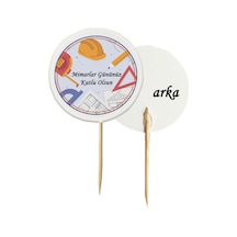 20 Adet Dekoratif Mimarlar Gününüz Kutlu Olsun Baskılı Kürdanı 6,5 Cm-3
