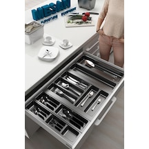 Mutfak Çekmece Içi Düzenleyici, Kaşıklık 74cm X 48cm Yanlar Ve Boydan 4cm Kesilebilir, Antrasit Antrasit