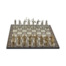 Gifthome Metal Satranç Takımı/seti Battal,yunan,parlak, Kat.sedef Desenli Satranç Tahtası