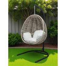 Armut Salıncak Tek Kişilik Makrome Ip Örgü Bahçe Balkon Ev Salıncağı Bej