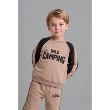 Defacto %100 Pamuk Baskılı Sweatshirt Üst Elastik Bel Alt 2li Takım Erkek Bebek I0274a526aubn615 Kahve-bn615