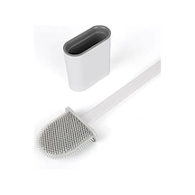Silikon Banyo Tuvalet Klozet Temizleme Fırçası Ve Tutucu Açık Ahşap