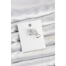 Tua Moda Gümüş Renk Zirkon Taşlı Yıldız Model Kıkırdak Earcuff Küpe Çok Renkli