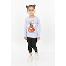 Toontoy Kids Toontoy Kız Çocuk Best Mood Ayıcık Baskılı Tişört Mavi