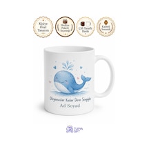 Balina Desenli Sevimli Tasarım Baskılı Kupa Bardak Hediye Porselen Mug Beyaz / Çok Renkli