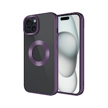 Rba Aksesuar Apple Uyumlu iPhone 15 Kılıf Tek Kamera Çerçeveli Logo Gösteren Rba Omega Kapak - Derin Mor Çok Renkli