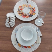 6 Kişilik 12 Parça Amerikan Servis, Hasır Supla Takımı, Tabak Ve Gold