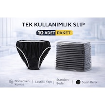 Tek Kullanımlık Slip 10 Adet Nonwoven Kumaş Siyah Lastikli Standart Beden Tek Kullanımlık Slip 10 Adet Nonwoven Kumaş Siyah Lastikli Standart Beden