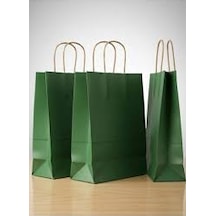 Kraft Çanta Yeşil 18x24x8 25 Adet Kağıt Poşet Çanta