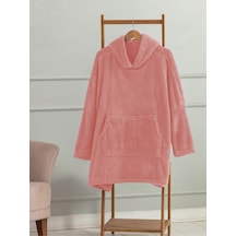 Mulberry Unisex Wellsoft Kapşonlu Giyilebilir Tv BattaniyesiOver Size  Pembe