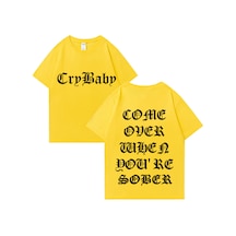 Flood Of Style Yaz Sıcak Satış Lil Peep Ayık Olduğunuzda Gel Tur Baskı T Shirt Erkek Kadın Büyük Boy Kısa Ko Sarı