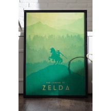 Zelda Siyah Ahşap Çerçeveli Poster, Dekoratif Oyun Duvar Tablosu