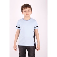 Toontoy Kids Toontoy Erkek Çocuk Yaka Ve Arkası Baskı Detaylı Tişört Mavi