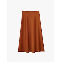 Koton Regular Fit Balık Kesim Midi Etek Kahverengi 6sak70031pw Kahve