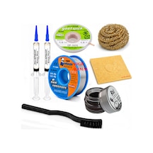 Lehimleme Seti 0,8 Mm 40 Gr Lehim Teli 2 Li Flux Cp-1515 Lehim Fitili 1fırça Ve Havya Ucu Temizleme Seti St59