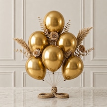 Altın Renk Lateks Metalik Balon 30 Cm - 6 Adet