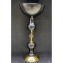 Vz-07 Boncuklu Çanak Kase Siyah Gold 91 Cm 42 Cm Çap Dekoratif Modern Şık Salon Kase Altın