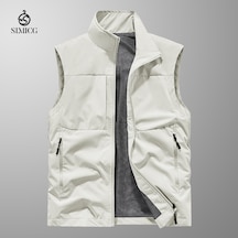 Büyük Boy Erkek Günlük Çok Cepli Nefes Alabilen Yelek Beyaz