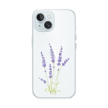 Apple Uyumlu iPhone 15 Lavanta Çiçek Tasarımlı Baskılı Silikon Kılıf Renkli