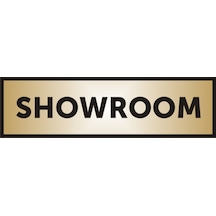 Showroom Yazılı Kapı Levhası ,Yönlendirme Levhası ,Gold