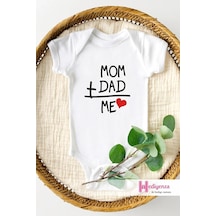 Hediyenza Mom Dad Me Özel Tasarım Bebek Zıbın Pamuklu Çıtçıtlı Body Beyaz