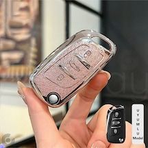 Peugeot 107 207 307 407 308 408 3008 5008 Citroen C3 C4 C5 Elmas Kesim Tpu Anahtar Kılıfı Pembe