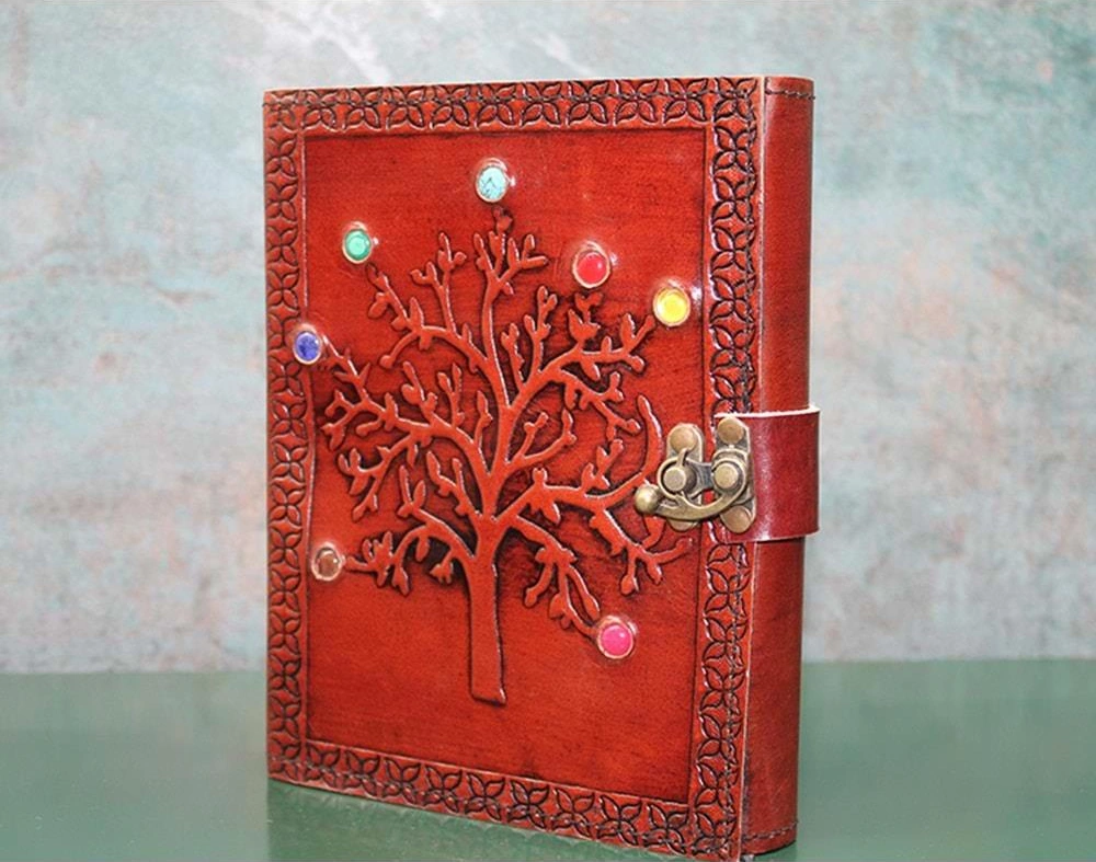 Taşlı Deri Defter Çok Renkli
