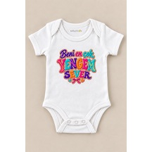 Babylimon Beni En Çok Yengem Sever Beyaz Kısa Kollu Çıtçıtlı Bebek Zıbını Beyaz - 930083925 Beyaz