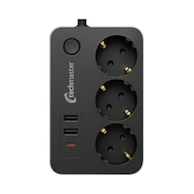 2 Usb + Type-c Akım Ve Çocuk Korumalı 3lü Kare Priz 2mt