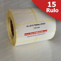 40X20 Yanyana 2'Li Termal Etiket 15 Rulo Barkod Etiket