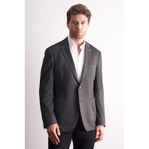 İmza Siyah Mono Yaka Kendinden Desenli Esnek 6 Drop Comfort Fit Classic Ceket 1002255155 Siyah