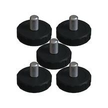 Çap 33 Mm Sıkma Baza Ayar Vidası Yükseltme Ayağı Tırtıllı M8 X 12 Mm 5 Adet Siyah 5'li Tr Adem Koç Renkli