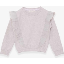 Breeze Kız Çocuk Sweatshirt Beli Lastikli 4-8 Yaş, Bej Melanj-bej Melanj Bej Melanj