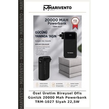 Özel Üretim Bireysel Ofis Günlük 20000 Mah Powerbank Trm-1027 Siyah 22,5w Çok Renkli