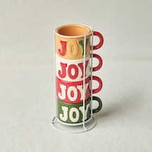 Karaca New Year Yılbaşı Joy Standlı 4 Kişilik Çay Fincan Takımı 150 Ml Çok Renkli
