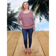 Boutique Venüs Tül ve Taş Detaylı Likralı Bluz Pembe