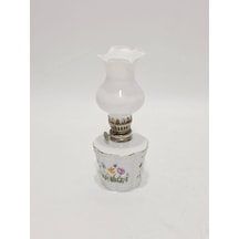Çiçek Motifli Antika Porselen Gaz Lambası 044 Beyaz