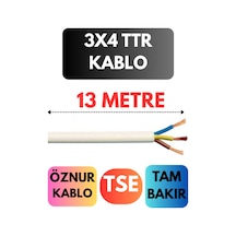 Öznur 3x4 Ttr Kablo Metre Seçenekli Beyaz - 13mt