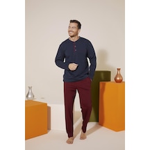 Kly 9221 Erkek Midi Yaka Pantolon Baskılı Pijama Takım 001