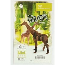 Zürafa 8 Parça Mini Ahşap Puzzle Giraffe Pazıl
