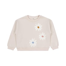 Civil Girls Papatya Nakışlı 6-9 Yaş Sweatshirt - Bej Taş Rengi
